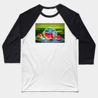 Say Hello To Summer With Watermelon - Painterly Baseball T-Shirt